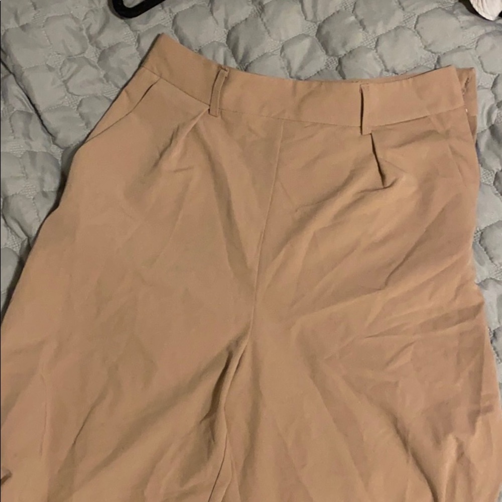 ASOS Wide Leg Tan Trousers